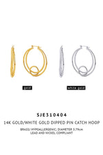 Hana - 14K Gold/White Gold Dipped Pin Catch Hoop: Gold