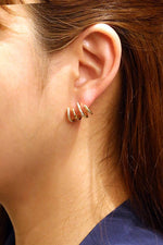 Hana - 14K Quadruple C Hoop Post Earrings: White Gold
