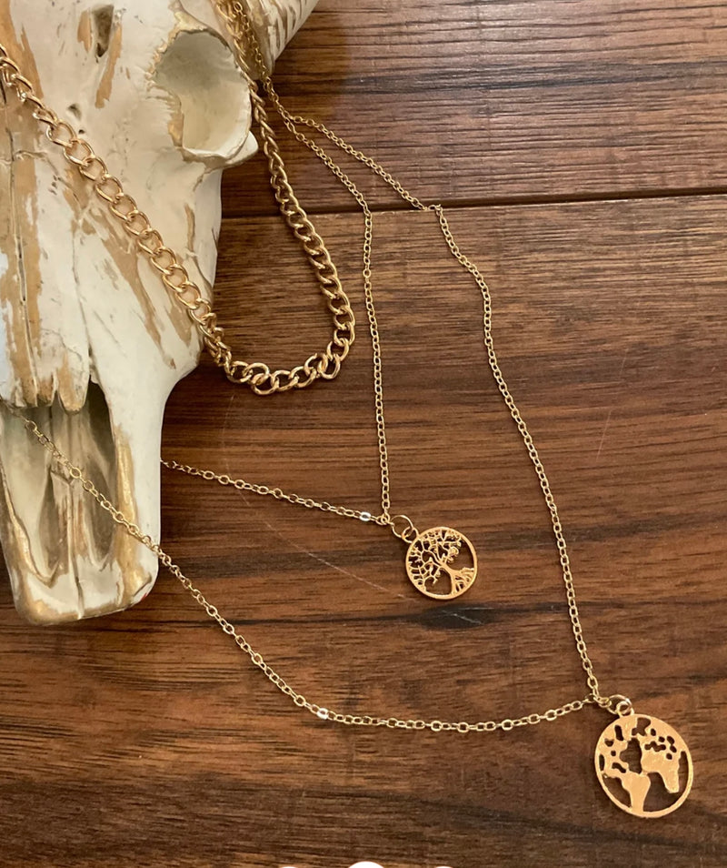Joshua Tree Gold Chain Double Strand Necklace