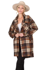 Plus Size Brown& Rust Oversized Plaid Shacket