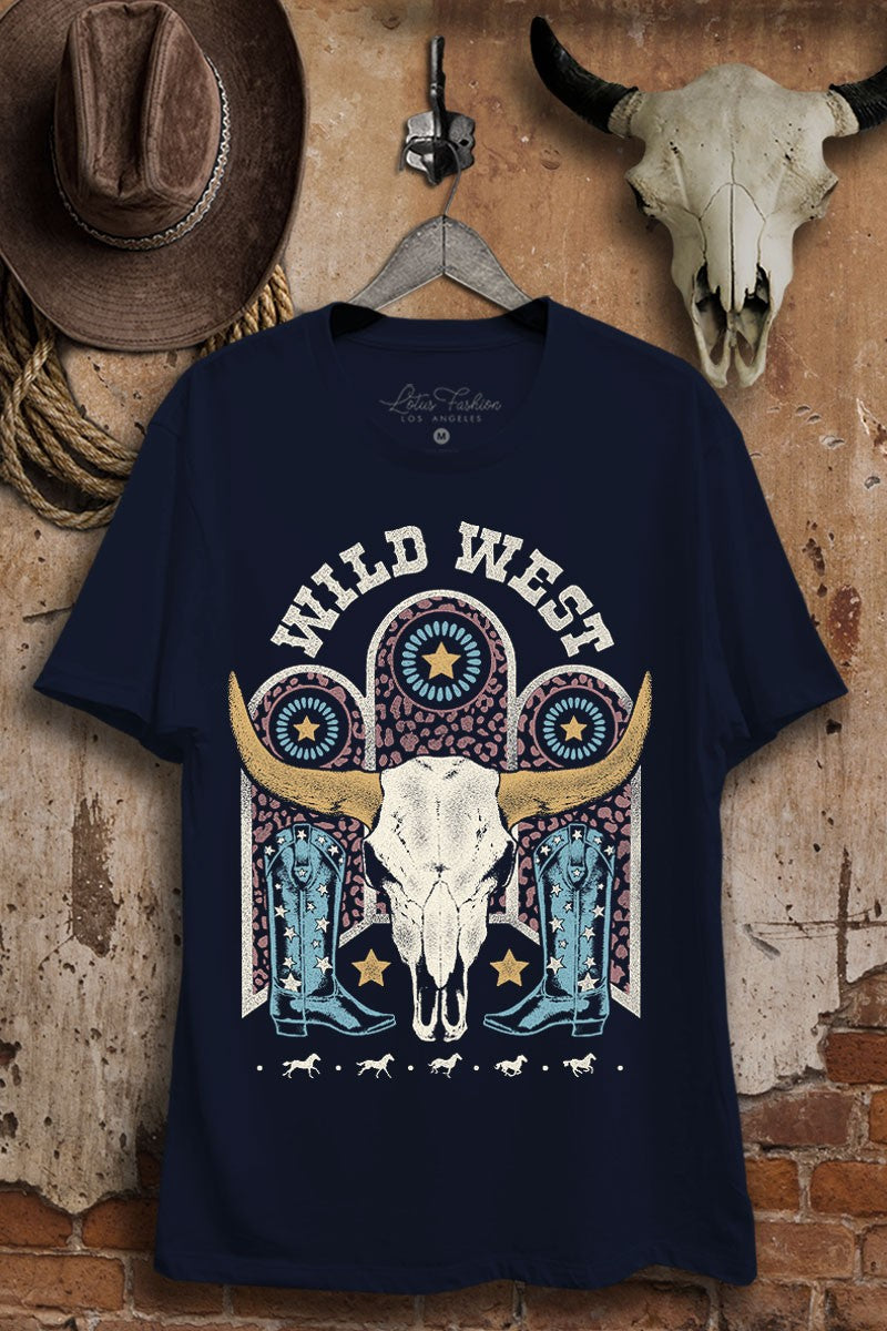Wild West Bull With Horns Graphic Tee