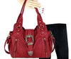 Montana West Dual Sided Conceal & Carry Red Buckle Tote/Crossbody Bag