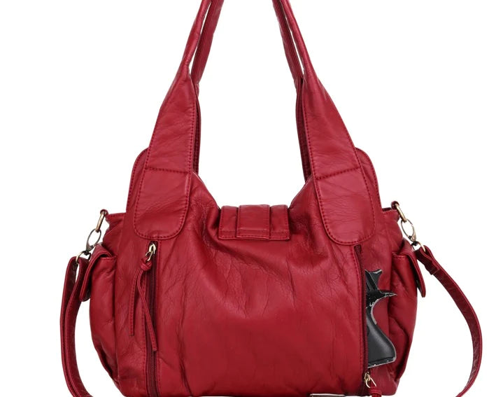 Montana West Dual Sided Conceal & Carry Red Buckle Tote/Crossbody Bag