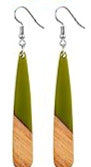 Two Toned Wood & Resin Earring In Assorted Geometric Shapes