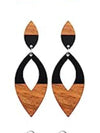 Two Toned Wood & Resin Earring In Assorted Geometric Shapes