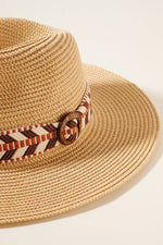 Hana - Aztec Belt Straw Panama Sun Hat: Dark Natural