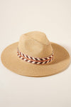Hana - Aztec Belt Straw Panama Sun Hat: Light Natural