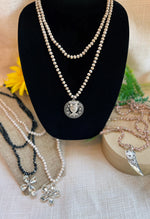 Double Strand Glossy Coated Beaded Necklaces with Assorted Pendants