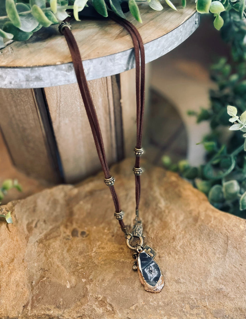 Boho Necklaces With Aged Bronze Charm