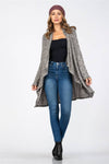 Regular and Plus Size Charcoal Brushed Waffle Knit Asymmetric Cover-Up