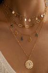 Gold Boho Water Drop Colorful Pendant Necklace