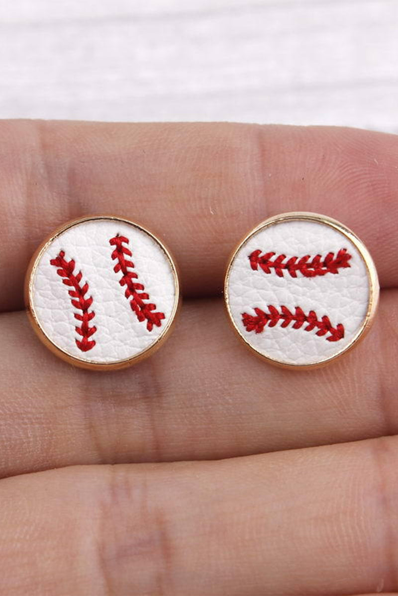 Textured Baseball Stud Earrings