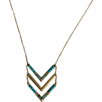 Triple Layer Chevron Necklace with Beads