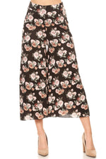 Wide Leg High Waist Floral Gaucho Pants In 3 Colors