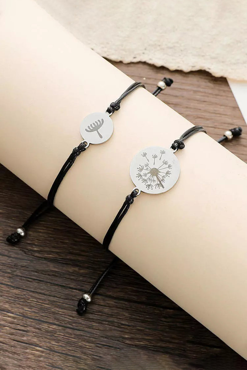 Silver 2pc Dandelion Mother & Daughter Bracelets