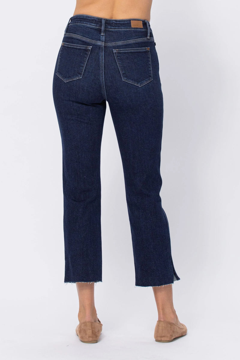 Judy Blue Cropped Straight Jean With Raw Hem