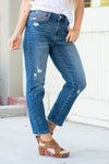 Judy Blue Rainbow Embroidered Cropped Straight Leg Jean