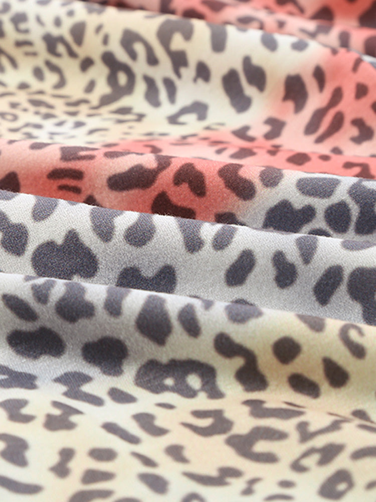 Plus Size Striped Cheetah Print Top