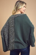 Two Tone Poncho Top in Chive
