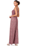 Leopard Smocked Top Wide Leg Jumpsuit With Pockets