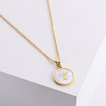 Monogram 18K Gold Plated Necklace On Mother Of Pearl Shell