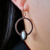 Copper Hoops With Grey & White Marbled Stone