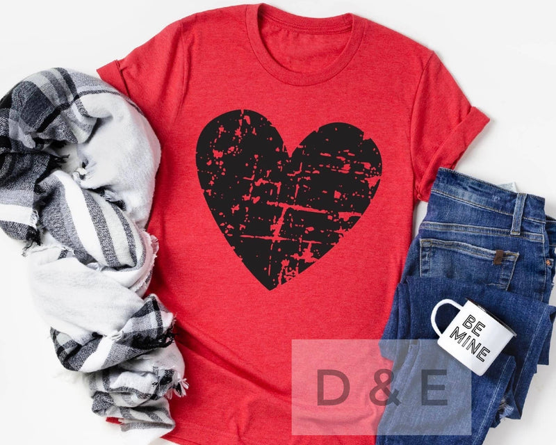 D&E Tees - Distressed Heart Graphic Tee