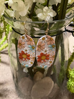 Boho Floral Wood Drop Earrings