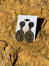 Rhinestone Earrings With Antiqued Gold Metal