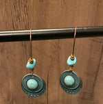 Turquoise Stone and Copper Patina Dangle Earrings