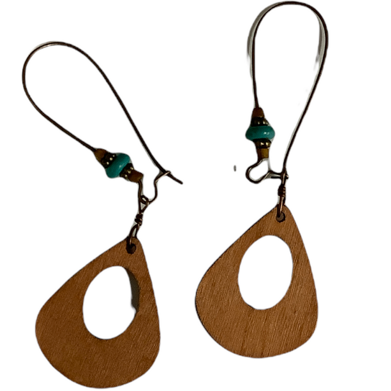 Boho Wooden Cut-Out Teardrop Earrings