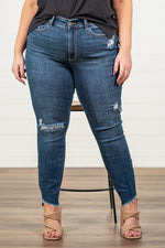 Judy Blue Slanted Fray Hem Skinny Jean
