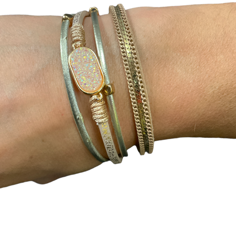 Rose Gold Oval Jeweled Magnetic Bracelet