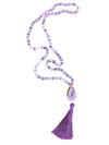 Glossy-coated  Beaded necklace with Geode Stone and Tassel