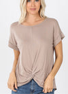 Rayon Crepe Front Knot Twist Top In Assortment Of Colors