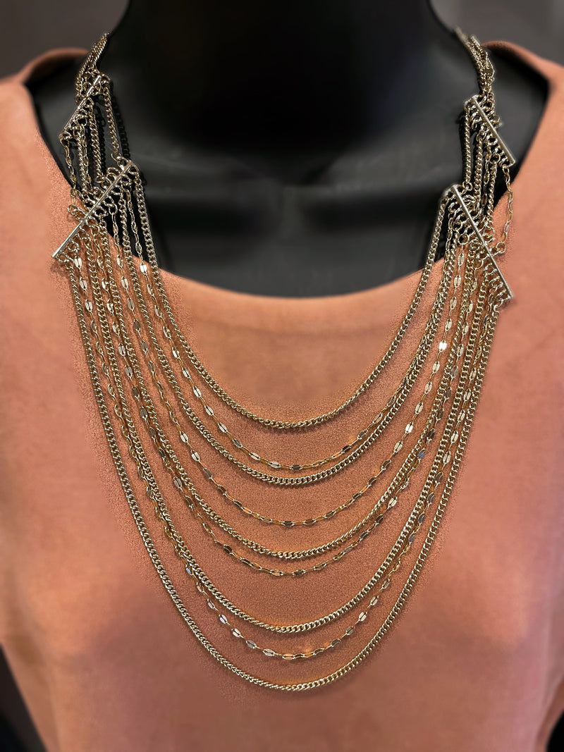 Gold Layered Chandelier Necklace