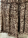 Tiered Ruffled Animal Print Midi Skirt