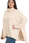 Plus Size Melange Cowl Neck Poncho Sweater