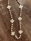 Long Clover Mother Of Pearl & Faux Pearl Necklace