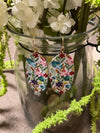 Boho Floral Wood Drop Earrings