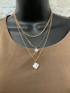 Pearl Beaded Pendant Multilayered Necklace in Gold