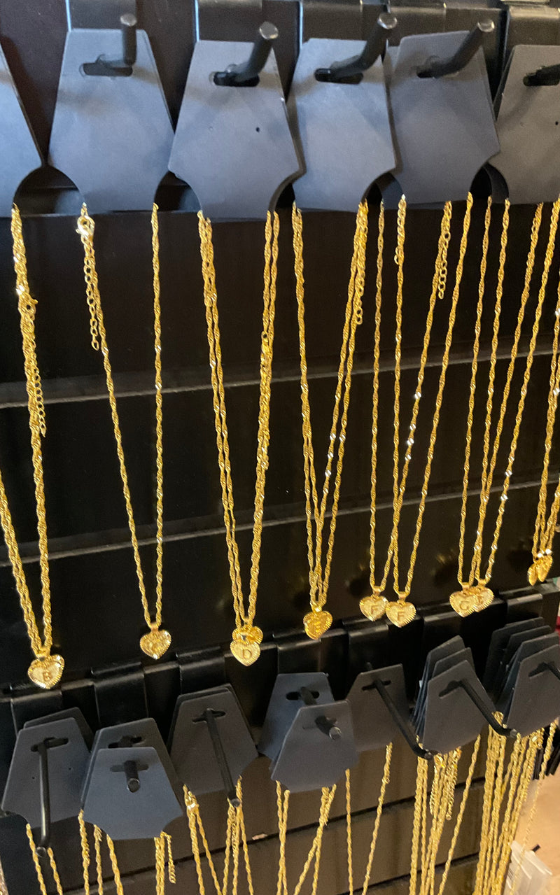 Gold Heart Monogram Necklaces
