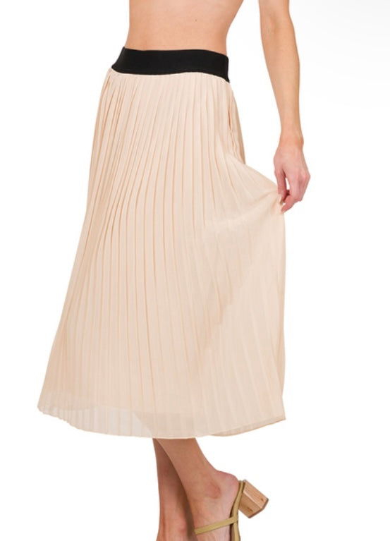Woven Chiffon Hi-Waist Pleated Skirt
