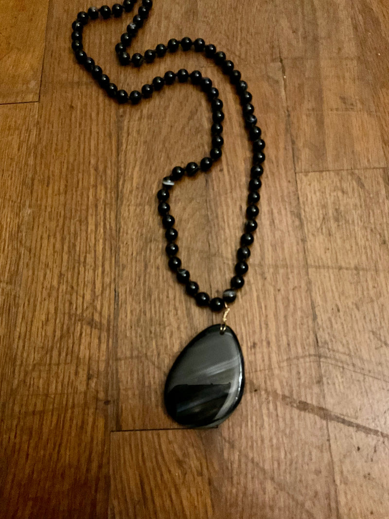 Semi Precious Stone Beaded Necklaces With Pendant