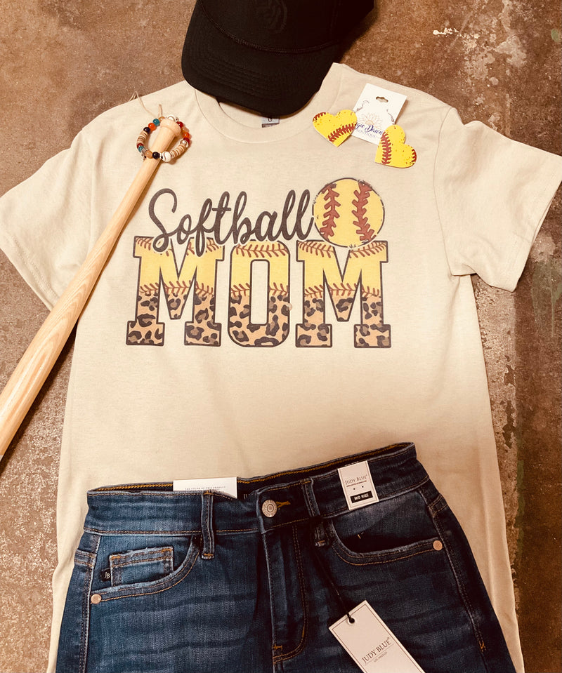 Leopard Softball Mom T-Shirt