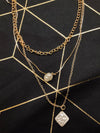 Pearl Beaded Pendant Multilayered Necklace in Gold