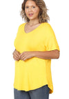 Plus Size Luxe Rayon V-Neck Cuff Sleeve Tops