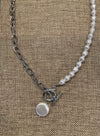 Freshwater Pearl Bead & Chain Link Necklace