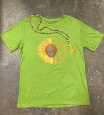 Lime Green Butterfly & Sunflower Graphic Tee