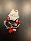 Set of 3 or 4 Colorful Beaded Bracelets with Tassel & Charm